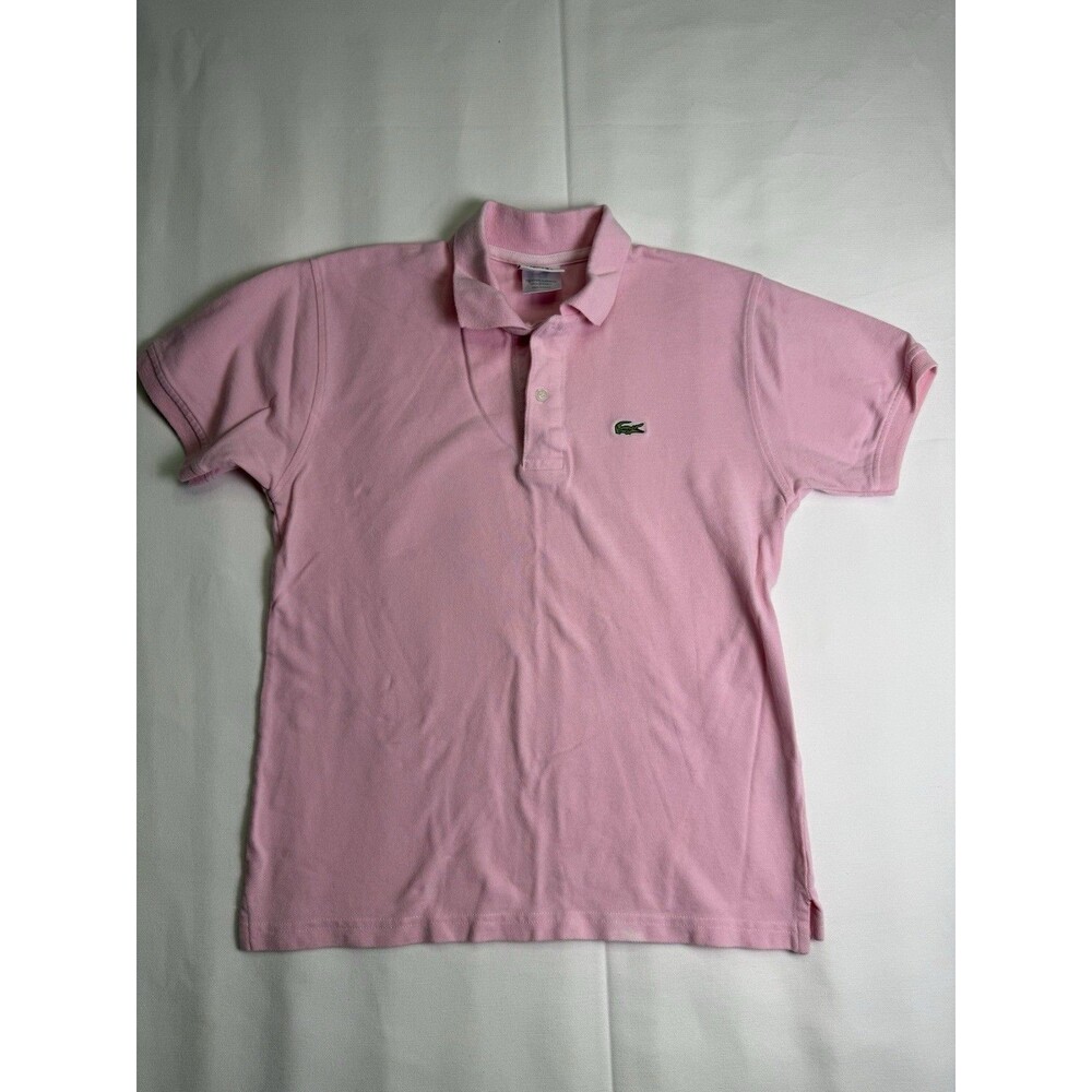 Lacoste Women’s 4 Pink Solid Short Sleeve Cotton Knit Polo Button Logo